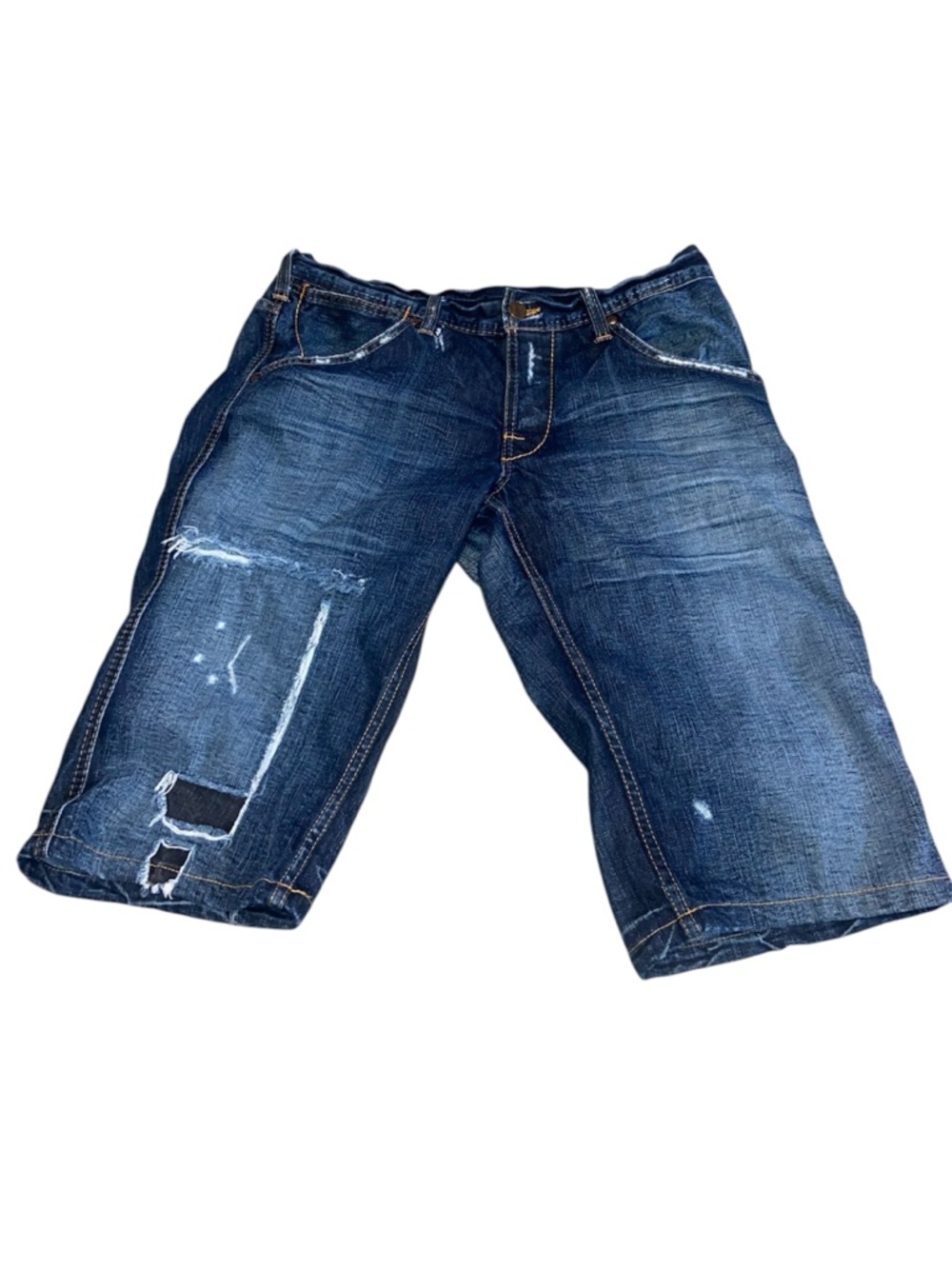 True Religion Distressed Indigo Denim Shorts